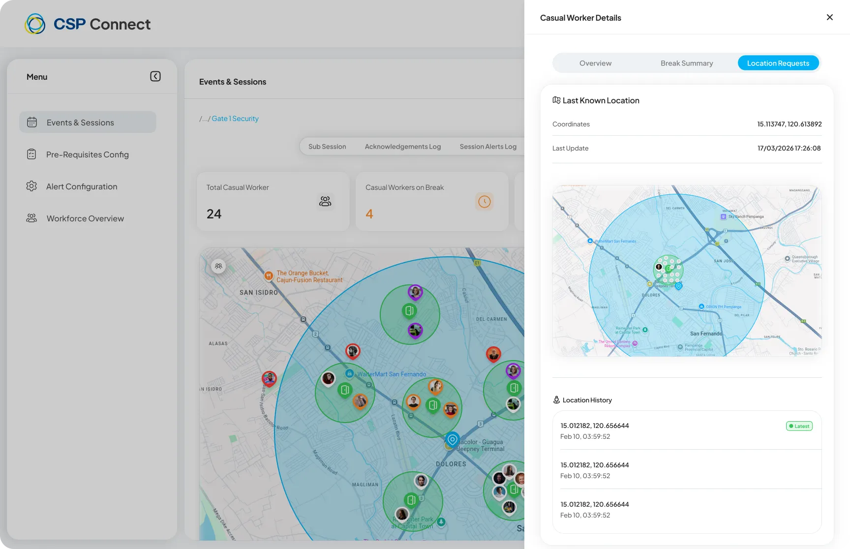 Worker Details - Location Updates