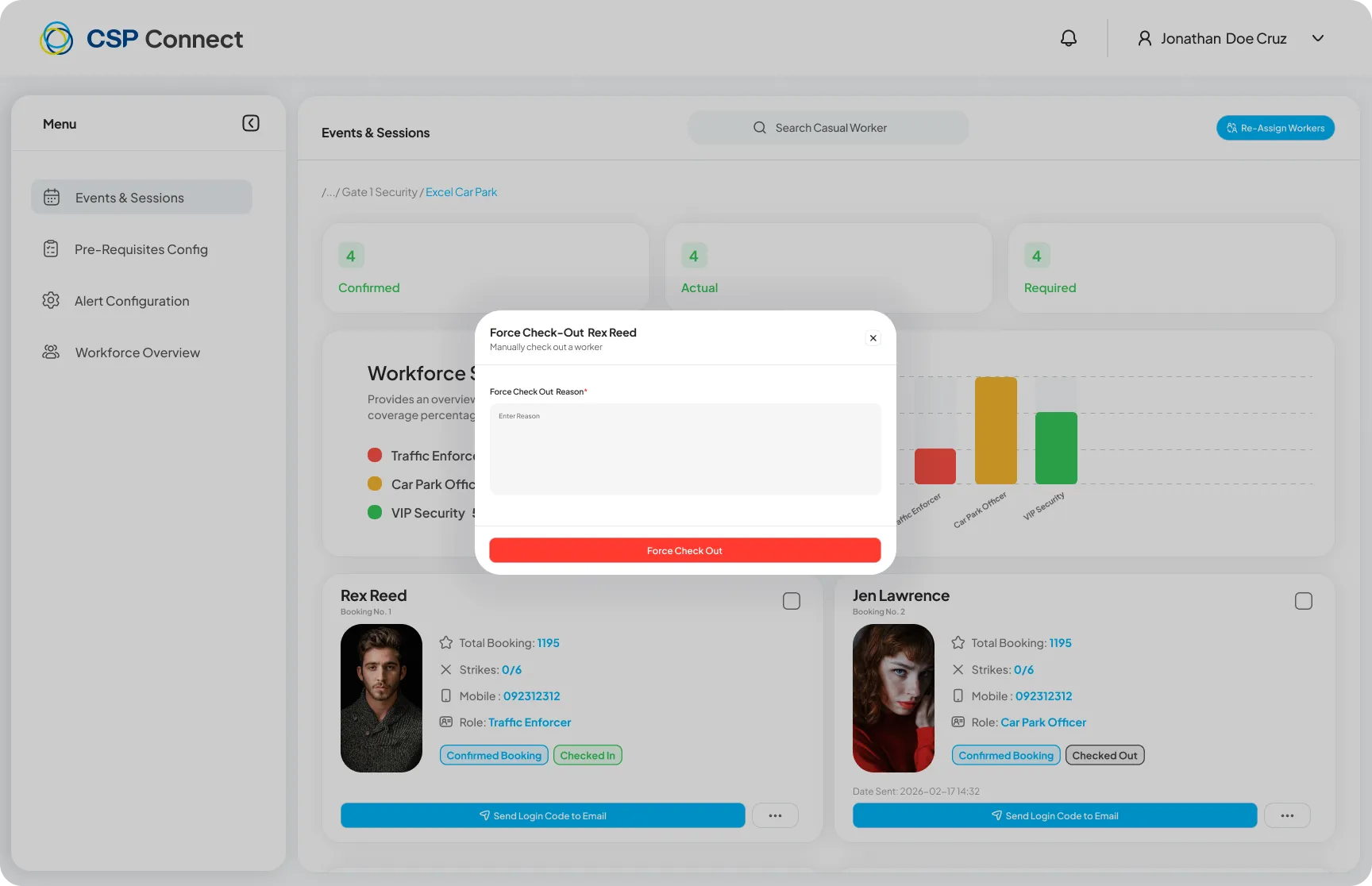 Force Check-Out Modal