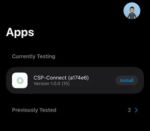 TestFlight app page for CSP Connect