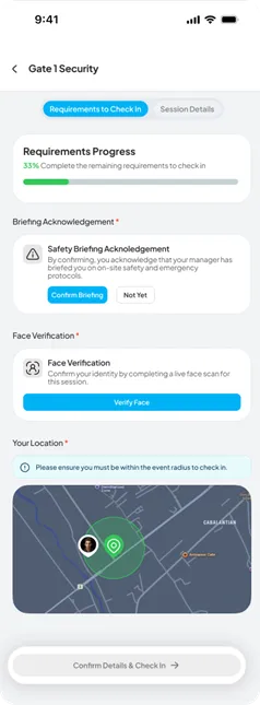 Requirements to Check-In tab