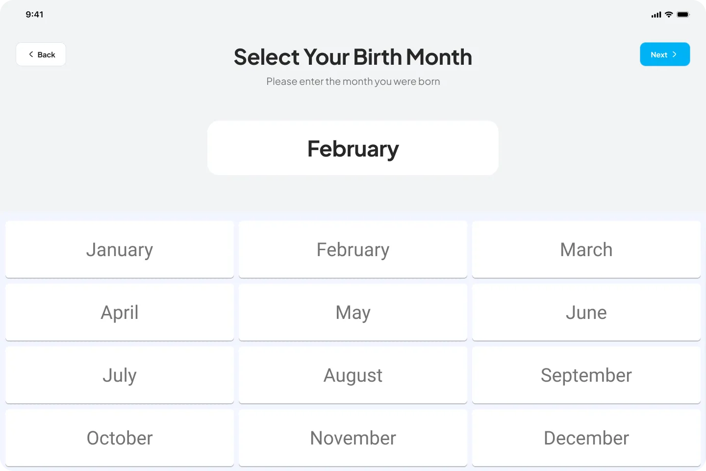 Step 3: Tap your birth month from the grid