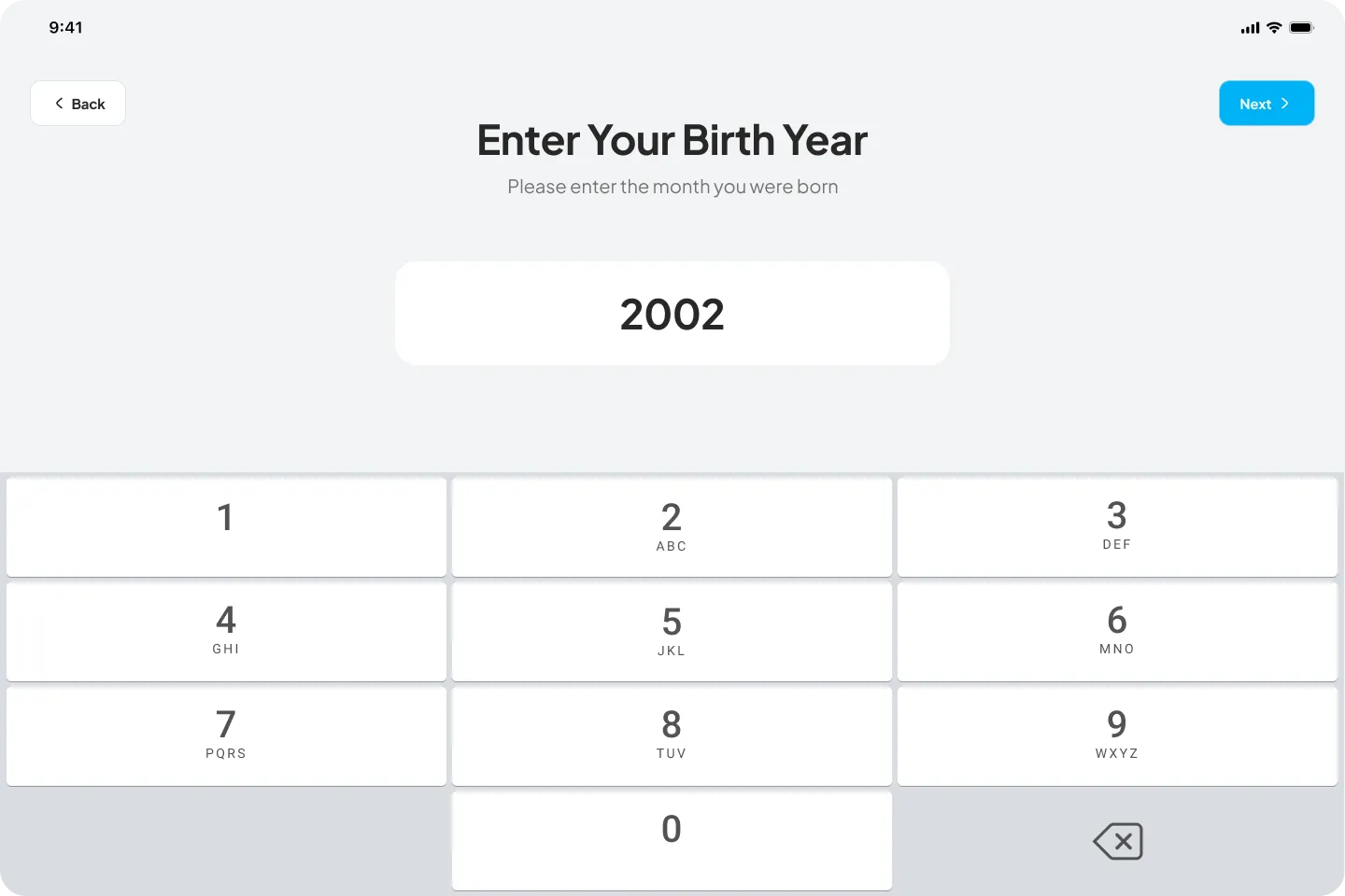 Step 4: Enter your four-digit birth year