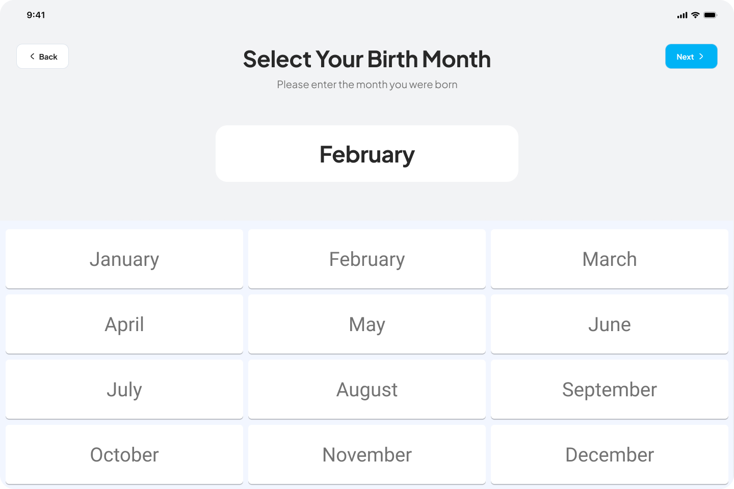 Worker selecting birth month as part of date of birth verification